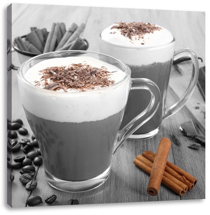 heiße Schokolade und Kaffee Leinwandbild Quadratisch
