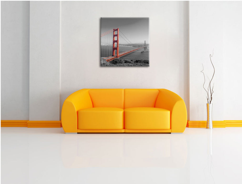 eindrucksvolle Golden Gate Bridge Leinwandbild Quadratisch über Sofa