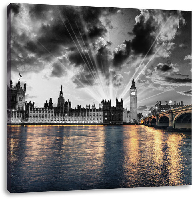 Westminster Abbey mit Big Ben Leinwandbild Quadratisch
