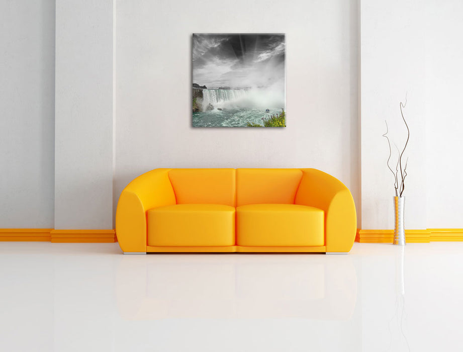 beeindruckende Niagara Fälle Leinwandbild Quadratisch über Sofa