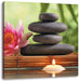 Seerose mit Zen Steinen und Kerzen Leinwandbild Quadratisch