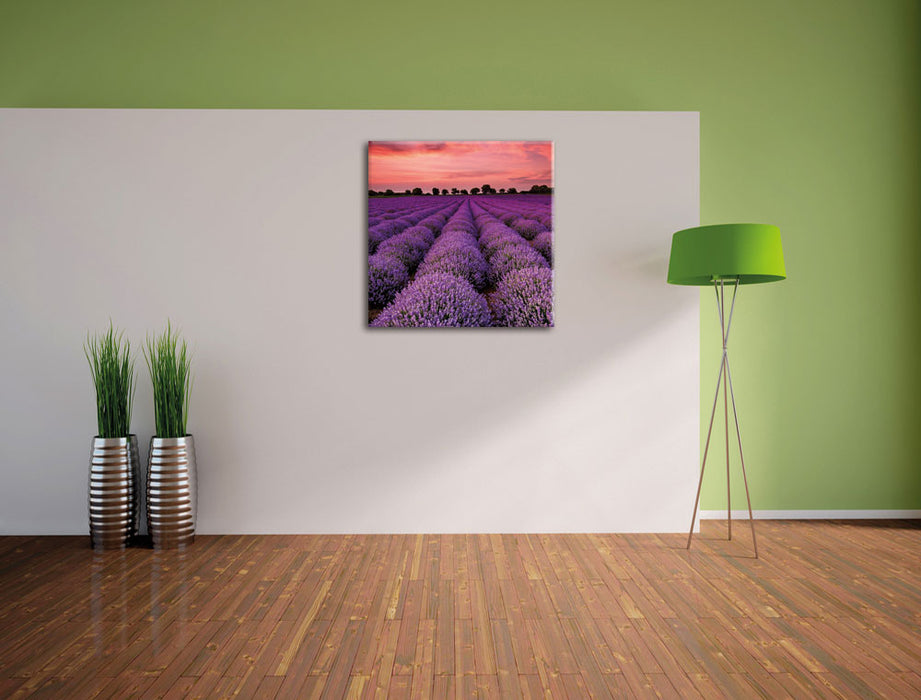 Wunderschöne Lavendel Provence Leinwand Quadratisch im Flur