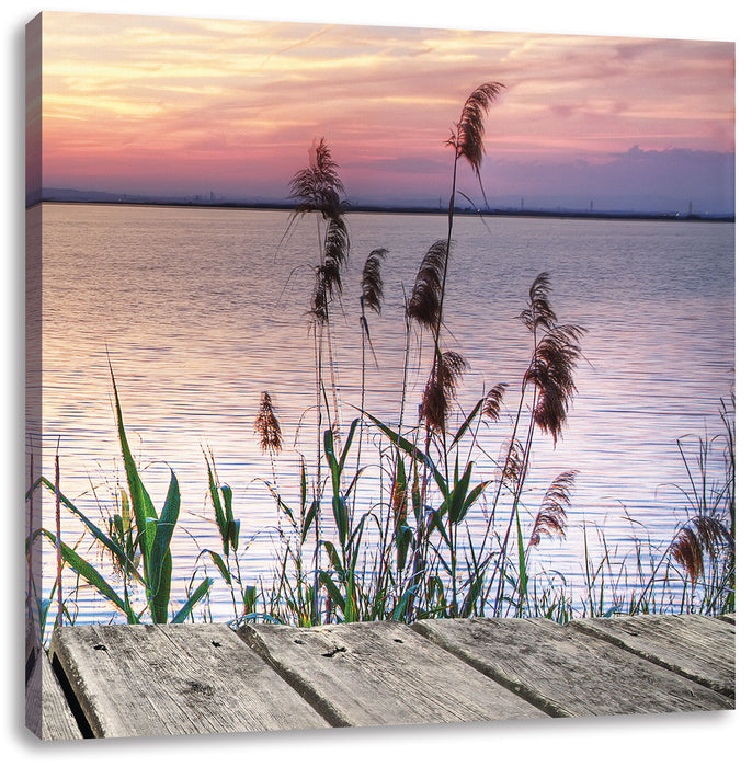 Steg mit Ausblick aufs Meer Leinwandbild Quadratisch