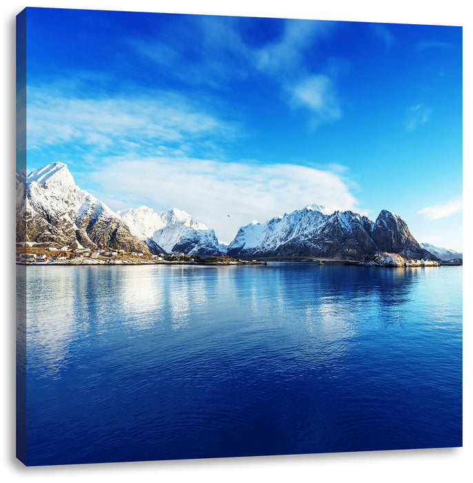 Lofoten in Norwegen Leinwandbild Quadratisch