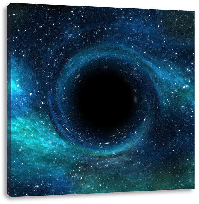 Schwarzes Loch im Weltall Leinwandbild Quadratisch