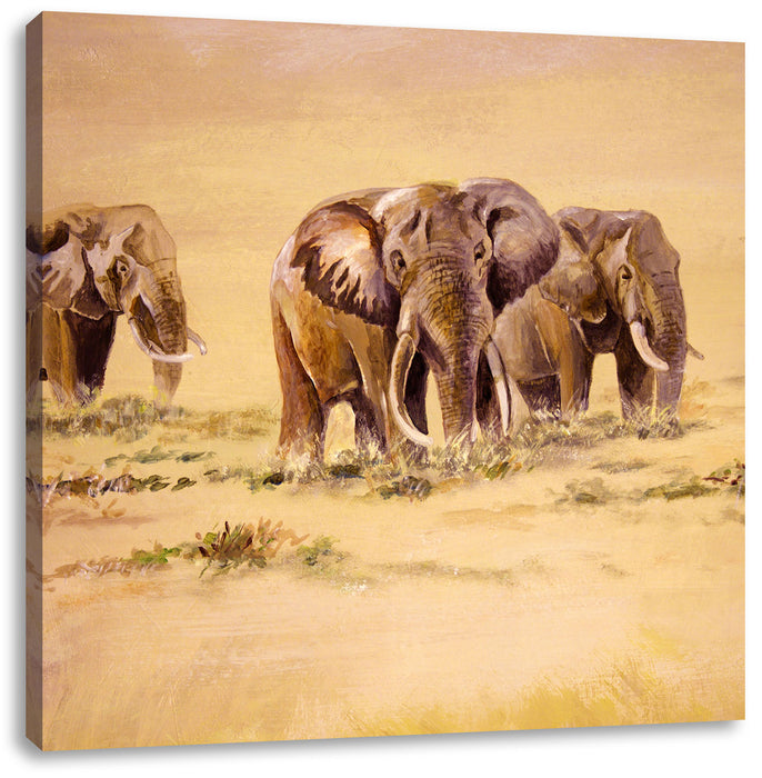 Elefanten in Südafrika Leinwandbild Quadratisch