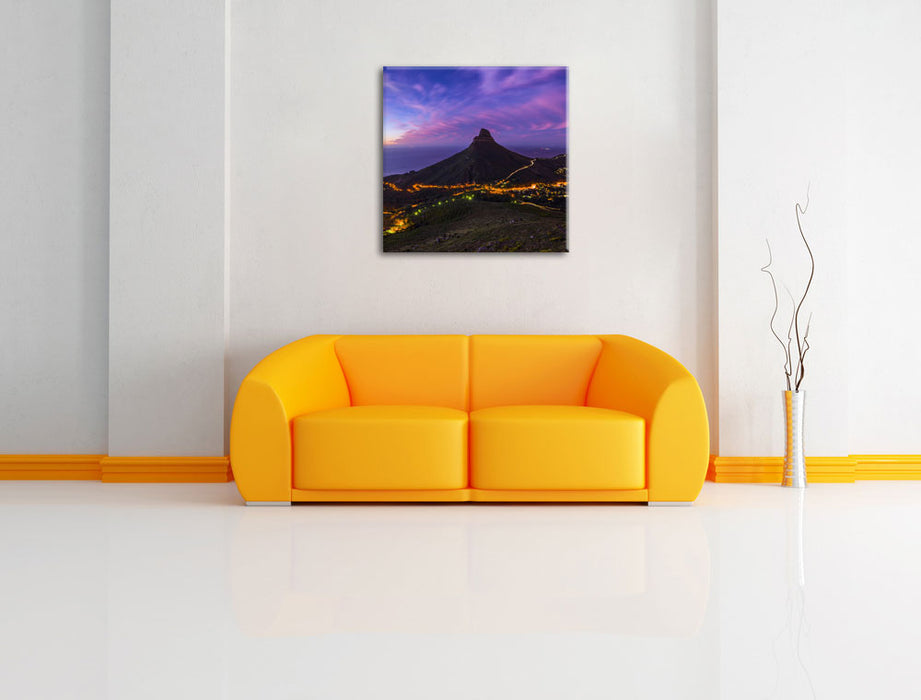 Kapstadts Löwenkopf Leinwandbild Quadratisch über Sofa