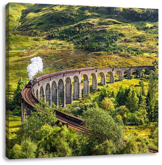 Eisenbahnviadukt in Schottland Leinwandbild Quadratisch