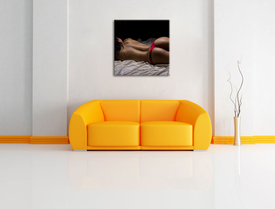 Perfekter Frauen Po Leinwandbild Quadratisch über Sofa