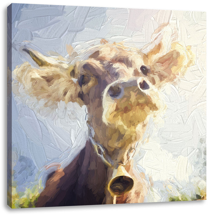 Portrait einer Kuh Leinwandbild Quadratisch