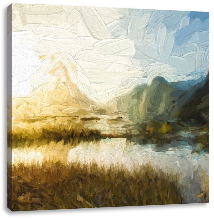 Milford Sound Neuseeland Kunst Leinwandbild Quadratisch