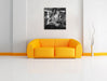 interessiertes Löwenpaar Kunst B&W Leinwandbild Quadratisch über Sofa