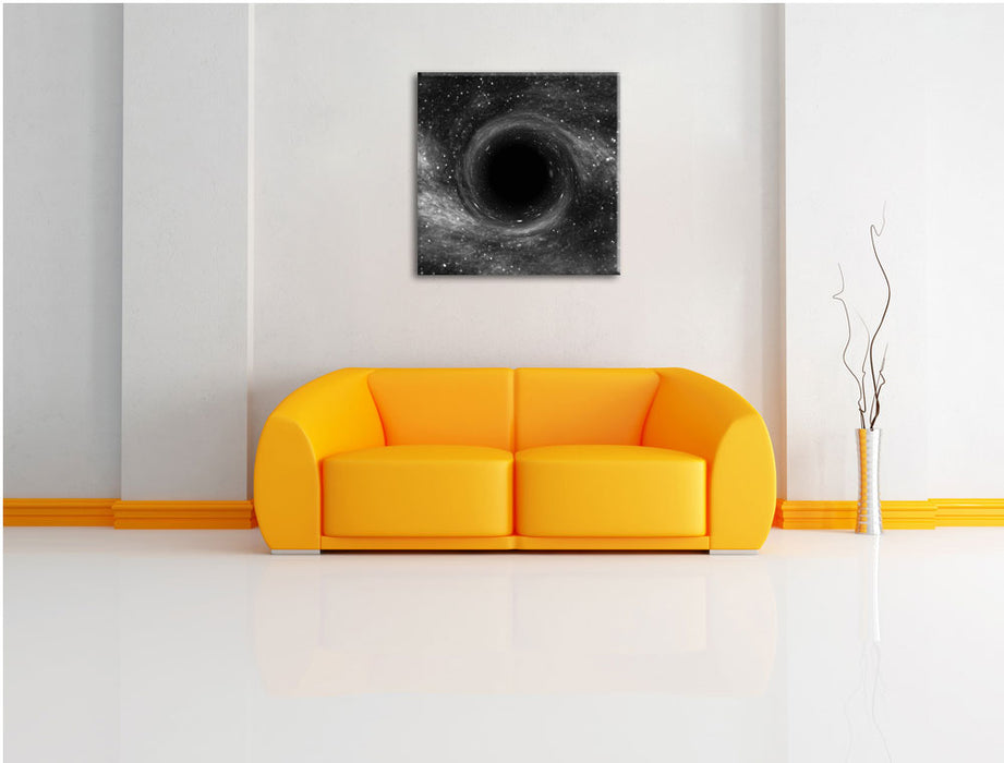 Loch im Weltall Leinwandbild Quadratisch über Sofa