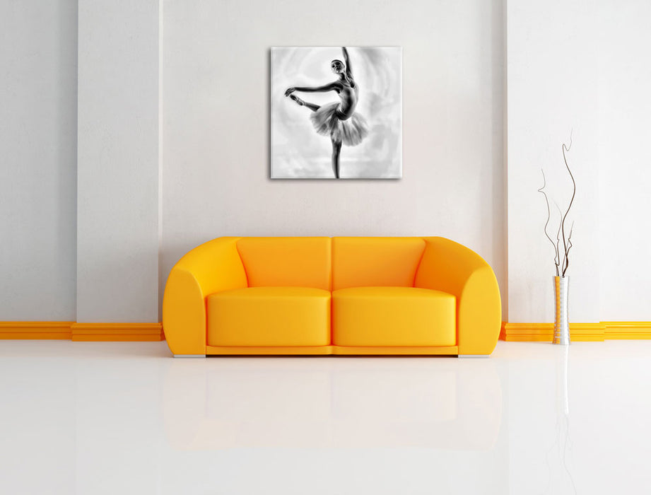 Ballerina Leinwandbild Quadratisch über Sofa