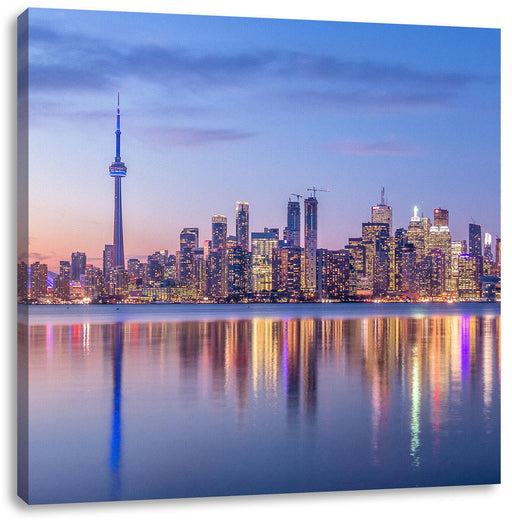 Skyline Toronto in der Abenddämmerung Leinwanbild Quadratisch