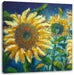 Sonnenblumen vor blauem Hintergrund Leinwanbild Quadratisch