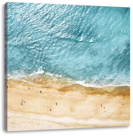 Luftaufnahme von türkisem Meer am Strand Leinwanbild Quadratisch