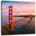Golden Gate Bridge bei Sonnenuntergang Leinwanbild Quadratisch