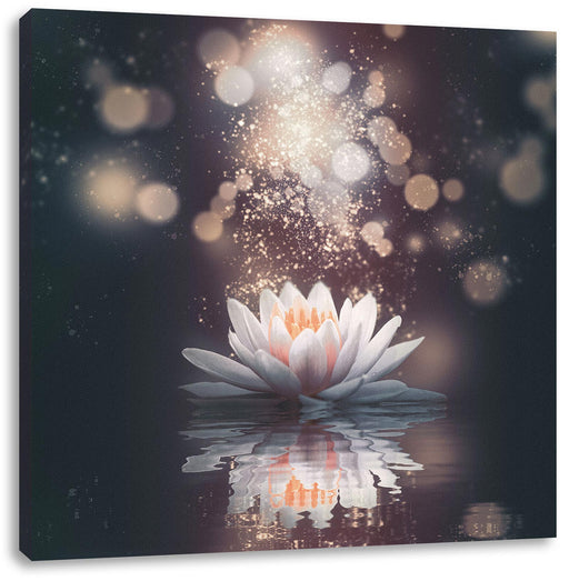Magische Lotusblüte mit Glitzerstaub Leinwanbild Quadratisch