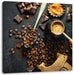 Kaffeebohnen und Schokolade von oben Leinwanbild Quadratisch
