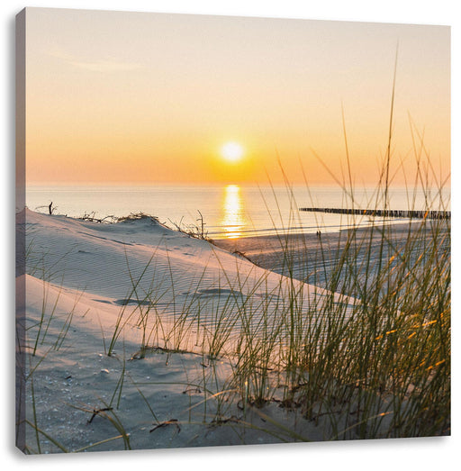 Dünenblick auf Meer bei Sonnenuntergang Leinwanbild Quadratisch
