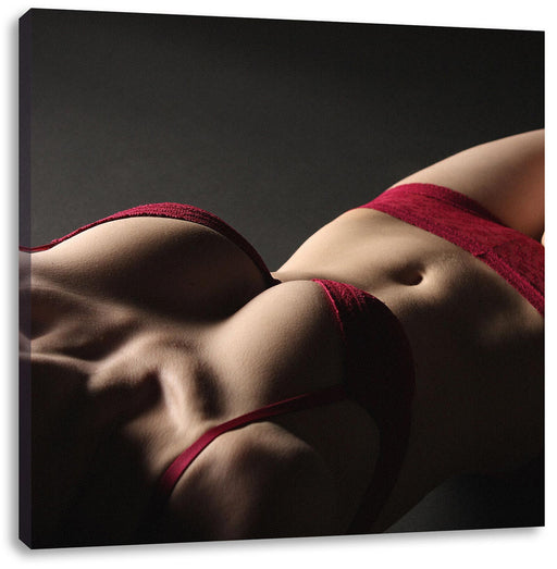 Frauenkörper in sexy roter Unterwäsche Leinwanbild Quadratisch