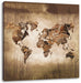 Weltkarte auf altem Holz Leinwanbild Quadratisch