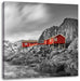 Einsames rotes Haus am Meer in Norwegen B&W Detail Leinwanbild Quadratisch