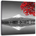 Berg Fujiyama mit herbstlich rotem Baum B&W Detail Leinwanbild Quadratisch