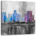 Abstraktes Ölgemälde einer Skyline B&W Detail Leinwanbild Quadratisch
