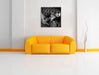 Frau in Dessous räkelt sich auf Sofa B&W Detail Leinwanbild Wohnzimmer Quadratisch