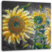 Sonnenblumen vor blauem Hintergrund B&W Detail Leinwanbild Quadratisch
