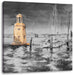 Segelschiffe im Hafen Venedigs B&W Detail Leinwanbild Quadratisch