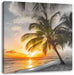 Palmen im Sonnenuntergang auf Barbados B&W Detail Leinwanbild Quadratisch