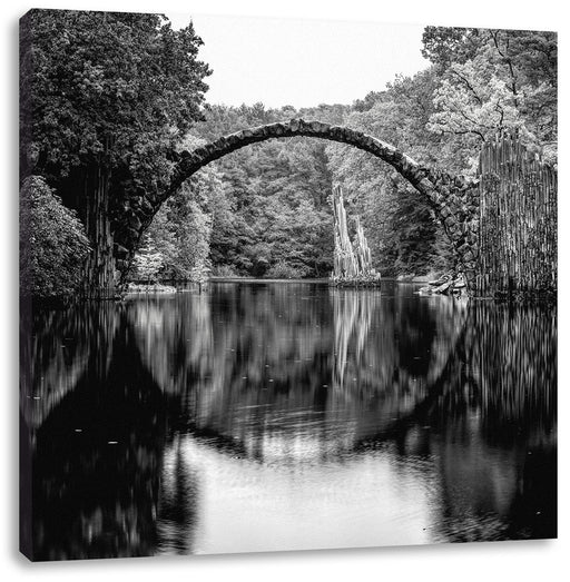 Rakotz-Brücke Kromlau Reflexion, Monochrome Leinwanbild Quadratisch
