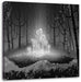 Leuchtende Zauberblumen im Wald, Monochrome Leinwanbild Quadratisch