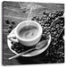 Espressotasse mit Kaffeebohnen, Monochrome Leinwanbild Quadratisch