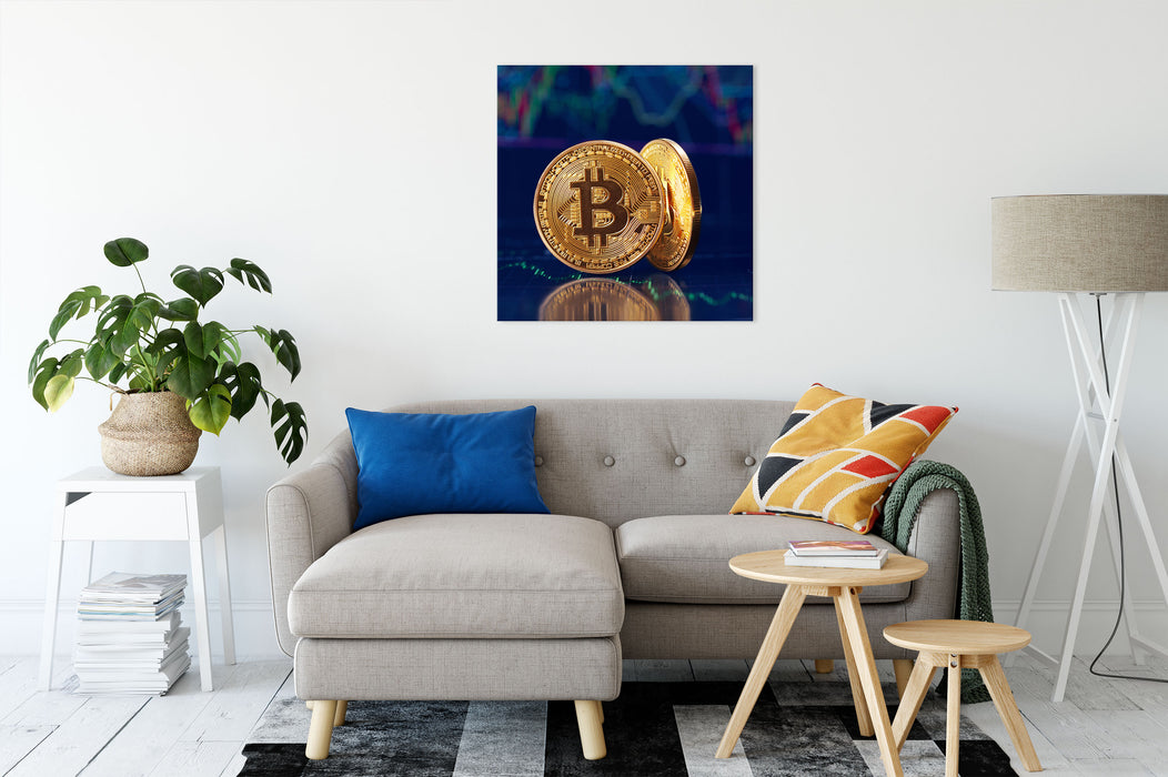 Bitcoin BTC  Leinwandbild Wohnzimmer Quadratisch