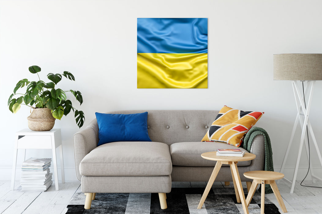 Ukraine Flagge Leinwandbild Wohnzimmer Quadratisch