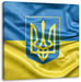 Ukraine Flagge mit Wappen Leinwandbild Quadratisch