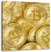 goldfarbene Bitcoins BTC Leinwandbild Quadratisch