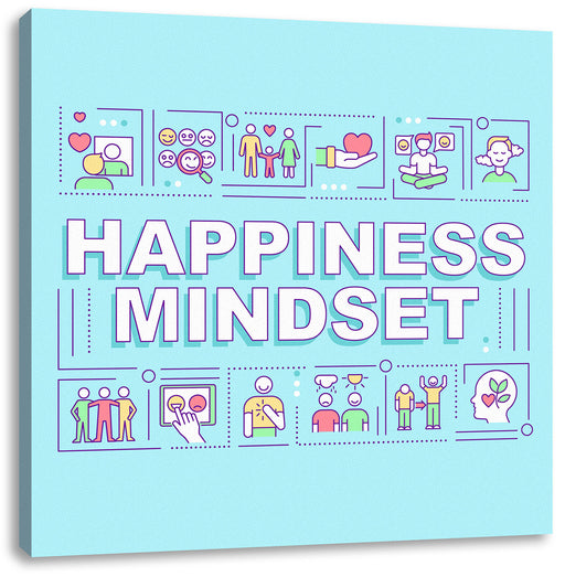 Happiness Mindset Motivaton Leinwandbild Quadratisch