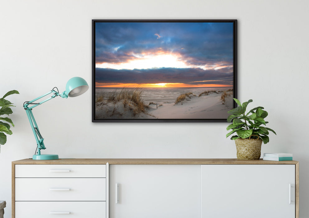 Sanddüne an der Nordsee auf Leinwandbild gerahmt verschiedene Größen im Wohnzimmer