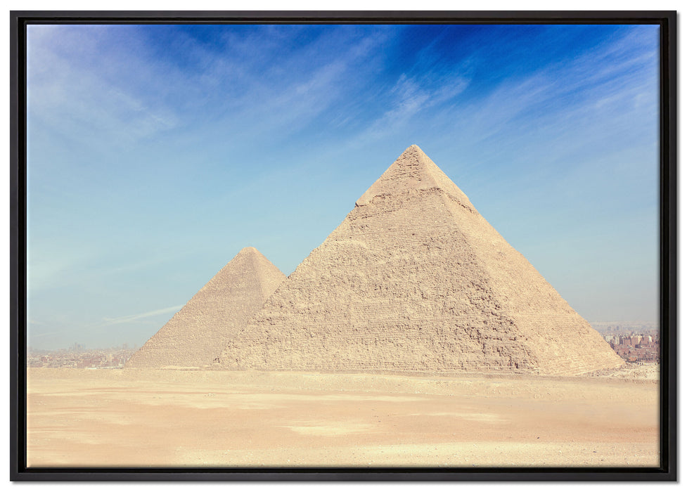 Beeindruckende Pyramiden von Gizeh auf Leinwandbild gerahmt Größe 100x70