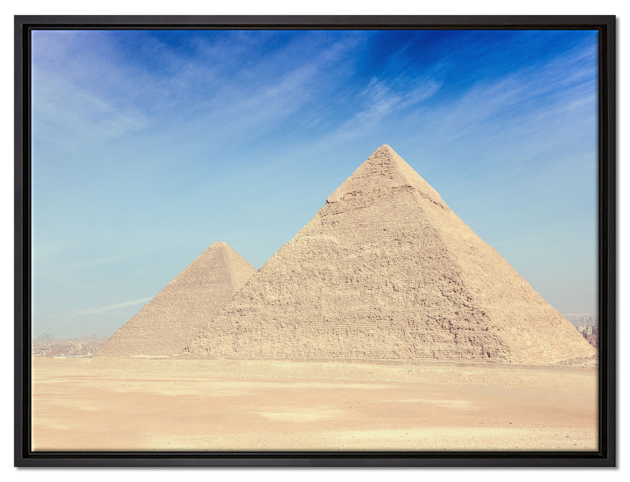 Beeindruckende Pyramiden von Gizeh auf Leinwandbild gerahmt Größe 80x60