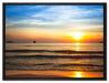 Strand Sonnenuntergang wunderschön auf Leinwandbild gerahmt Größe 80x60