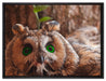 Wachsame Eule auf Leinwandbild gerahmt Größe 80x60