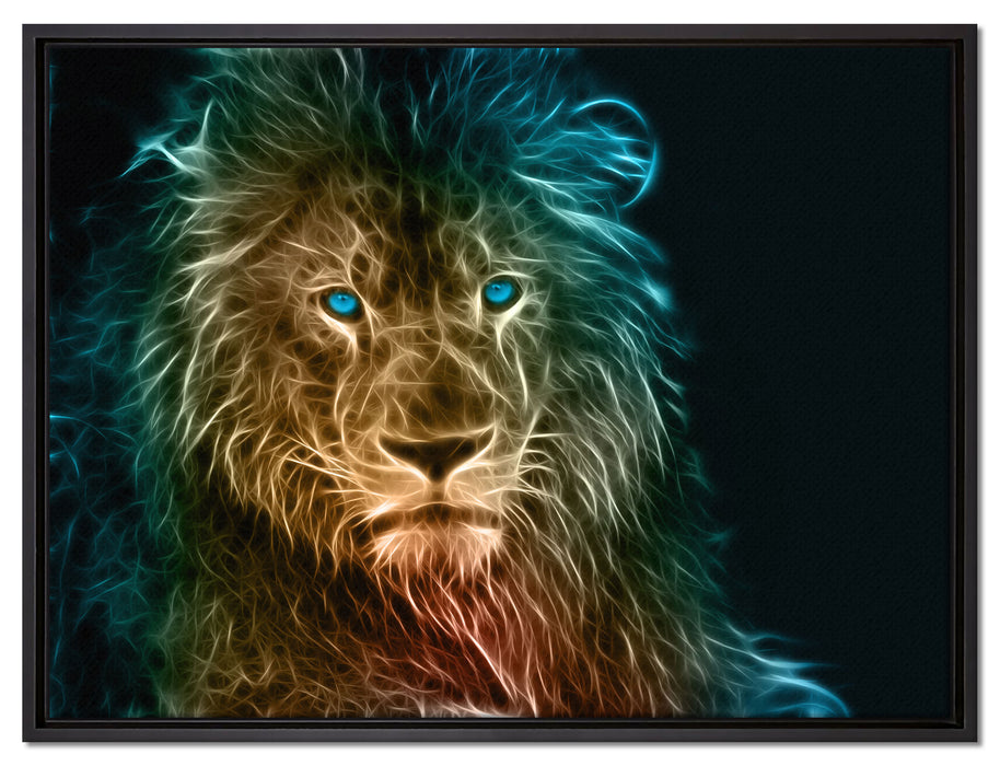 Stolzer Löwe Abstrakt auf Leinwandbild gerahmt Größe 80x60