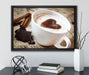 Tasse Kaffee mit Schokolade auf Leinwandbild gerahmt mit Kirschblüten