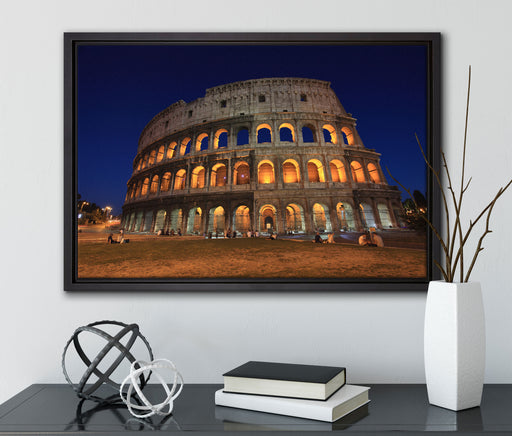 Colosseum in Rom auf Leinwandbild gerahmt mit Kirschblüten